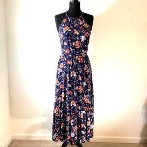 Old Navy Blue Floral Halter Maxi Dress